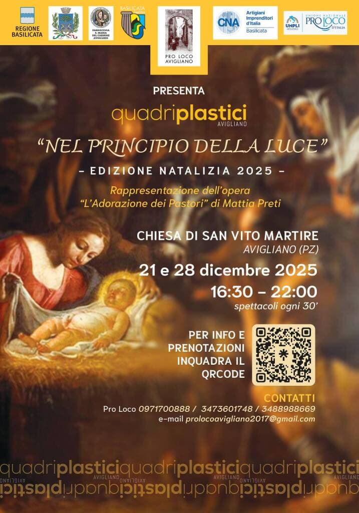 Quadri plastici, ad Avigliano “L’Adorazione dei Pastori” di Mattia Preti